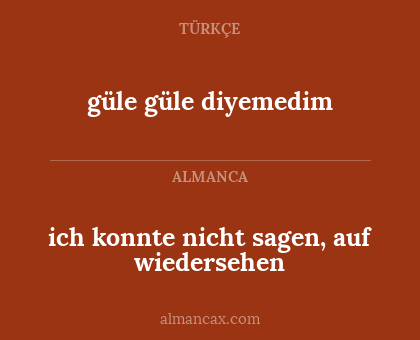 güle güle diyemedim - ich konnte nicht sagen, auf wiedersehen
