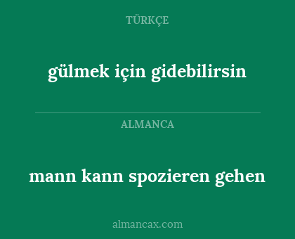 gülmek için gidebilirsin - mann kann spozieren gehen