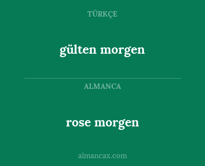 rose morgen - gülten morgen