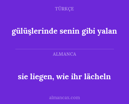 sie liegen, wie ihr lächeln - gülüşlerinde senin gibi yalan
