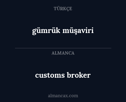 customs broker - gümrük müşaviri