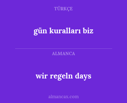 wir regeln days - gün kuralları biz