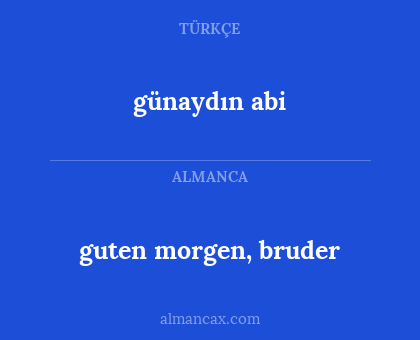 guten morgen, bruder - günaydın abi