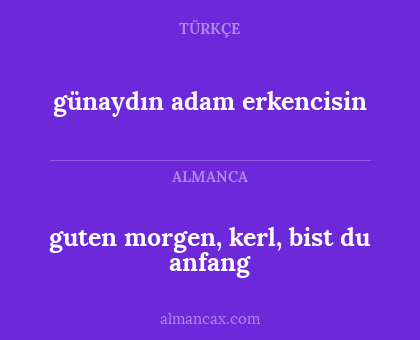 guten morgen, kerl, bist du anfang - günaydın adam erkencisin