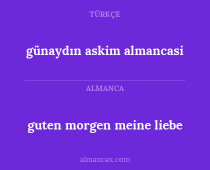 günaydın askim almancasi - guten morgen meine liebe