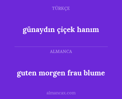 günaydın çiçek hanım - guten morgen frau blume
