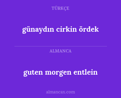 günaydın cirkin ördek - guten morgen entlein