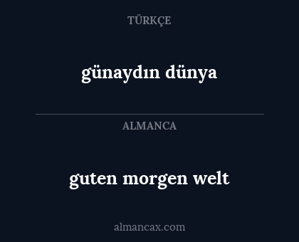 guten morgen welt - günaydın dünya