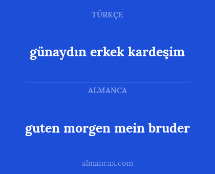 guten morgen mein bruder - günaydın erkek kardeşim