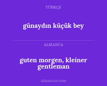 günaydın küçük bey - guten morgen, kleiner gentleman