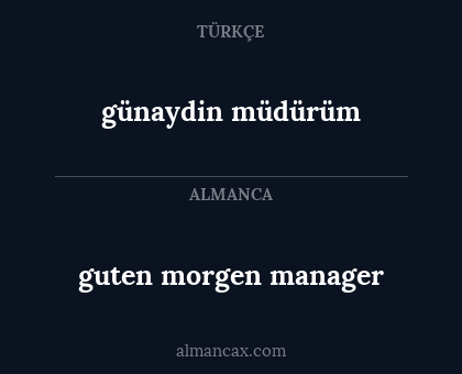 günaydin müdürüm - guten morgen manager