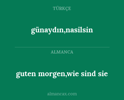 günaydın,nasilsin - guten morgen,wie sind sie