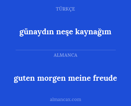 günaydın neşe kaynağım - guten morgen meine freude