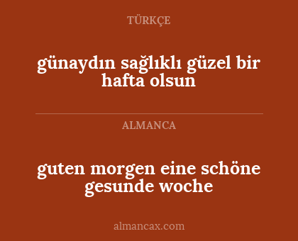 guten morgen eine schöne gesunde woche - günaydın sağlıklı güzel bir hafta olsun