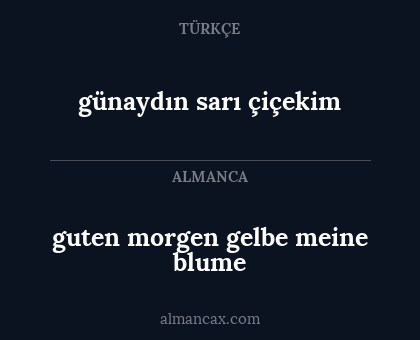 günaydın sarı çiçekim - guten morgen gelbe meine blume