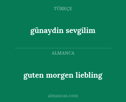 günaydin sevgilim - guten morgen liebling