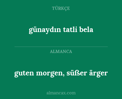 guten morgen, süßer ärger - günaydın tatli bela