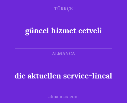 güncel hizmet cetveli - die aktuellen service-lineal