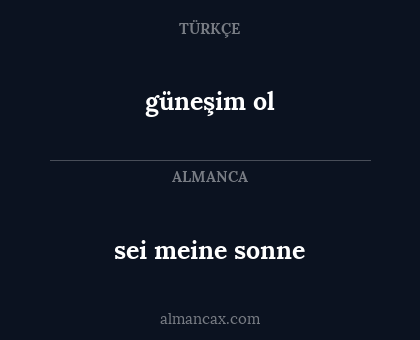 sei meine sonne - güneşim ol