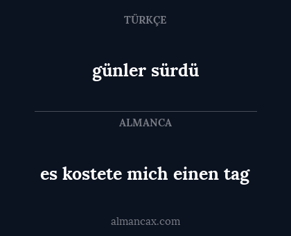 günler sürdü - es kostete mich einen tag