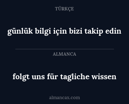 günlük bilgi için bizi takip edin - folgt uns für tagliche wissen