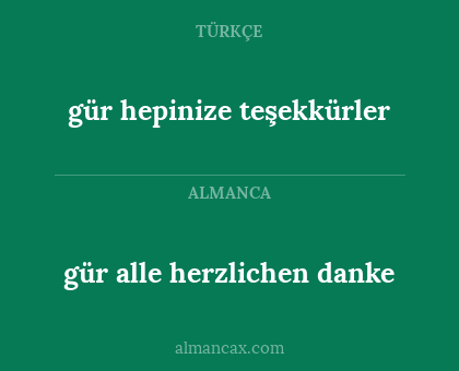 gür alle herzlichen danke - gür hepinize teşekkürler
