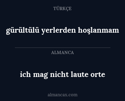 ich mag nicht laute orte - gürültülü yerlerden hoşlanmam