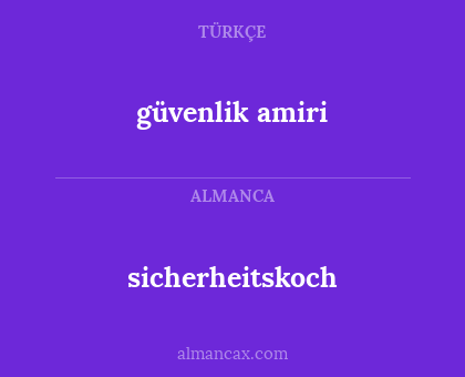 sicherheitskoch - güvenlik amiri