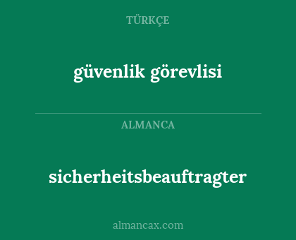 sicherheitsbeauftragter - güvenlik görevlisi