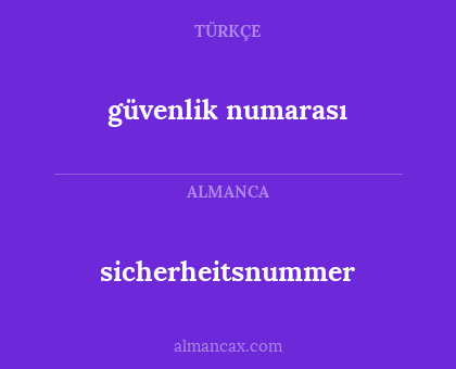 güvenlik numarası - sicherheitsnummer