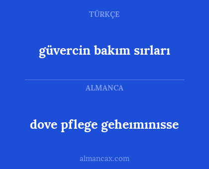 dove pflege geheımınısse - güvercin bakım sırları