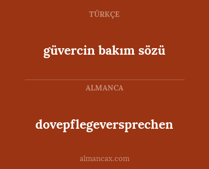 dovepflegeversprechen - güvercin bakım sözü