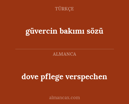 dove pflege verspechen - güvercin bakımı sözü