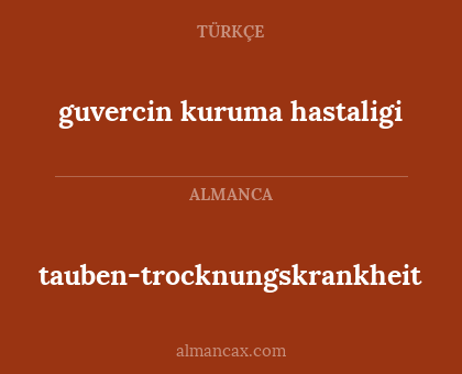 tauben-trocknungskrankheit - guvercin kuruma hastaligi