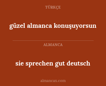 sie sprechen gut deutsch - güzel almanca konuşuyorsun