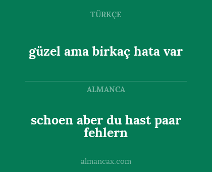 güzel ama birkaç hata var - schoen aber du hast paar fehlern
