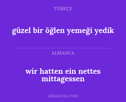 güzel bir öğlen yemeği yedik - wir hatten ein nettes mittagessen
