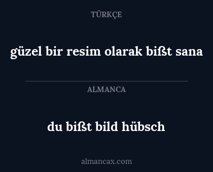 du bißt bild hübsch - güzel bir resim olarak bißt sana