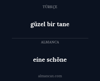 eíne schöne - güzel bir tane