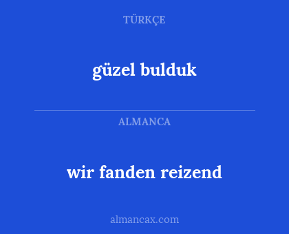 güzel bulduk - wir fanden reizend