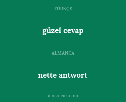 nette antwort - güzel cevap