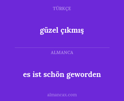 es ist schön geworden - güzel çıkmış