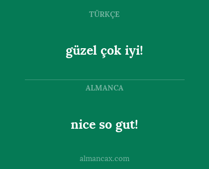nice so gut! - güzel çok iyi!