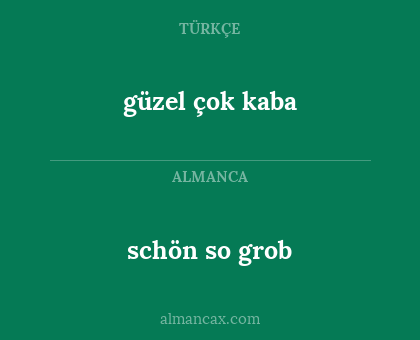 schön so grob - güzel çok kaba