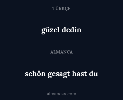 güzel dedin - schön gesagt hast du