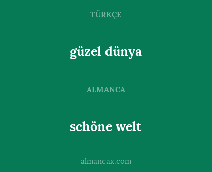 schöne welt - güzel dünya