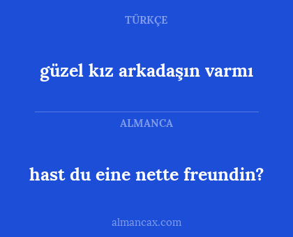 hast du eine nette freundin? - güzel kız arkadaşın varmı