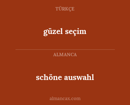 güzel seçim - schöne auswahl