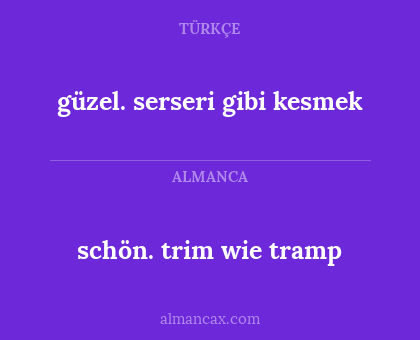 güzel. serseri gibi kesmek - schön. trim wie tramp
