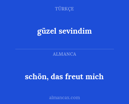 güzel sevindim - schön, das freut mich